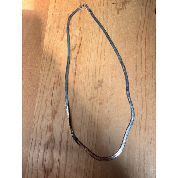 Sterling Silver 925 Herringbone Chain Necklace 23" Elegant & Versatile Design - Picture 5 of 5